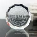 Peso de papel de cristal gravado da forma redonda / paperweight de cristal 3D